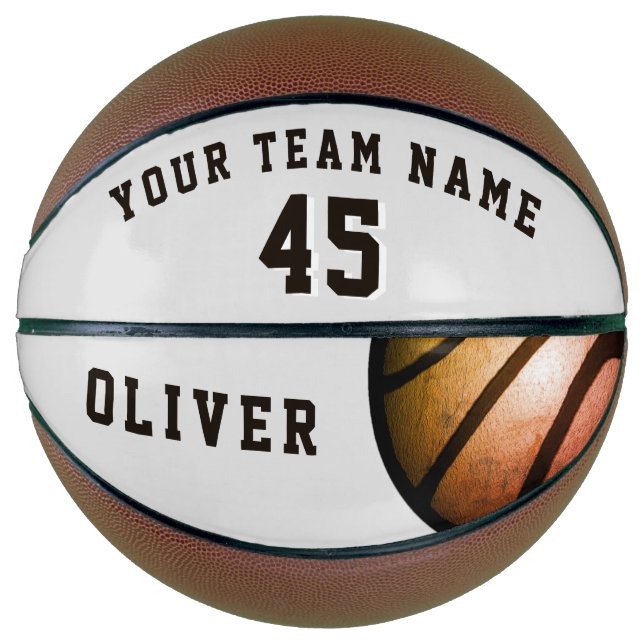 Modern Orange Ball Player Team Name Number Basketball (Front)