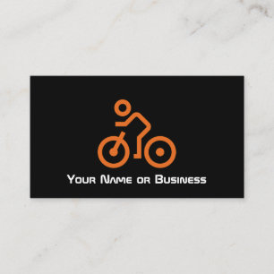 Modern Orange Bike Symbol on Black Bicycle Cyclist Business Card