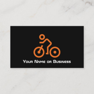 Modern Orange Bike Symbol on Black Bicycle Cyclist Business Card