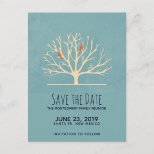 Modern Orange Birds in a Large Tree Family Reunion Postcard