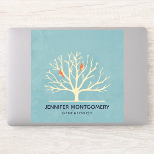 Modern Orange Birds in a Large Tree Illustration