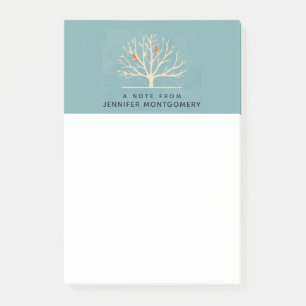 Modern Orange Birds in a Large Tree Illustration Post-it Notes