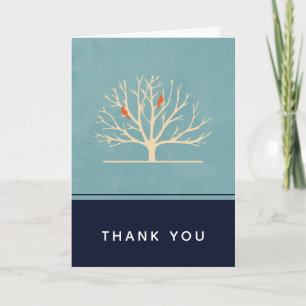 Modern Orange Birds in a Large Tree Thank You Card