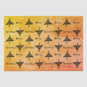 Modern Orange Black Christmas Tree Pattern Holiday Tissue Paper