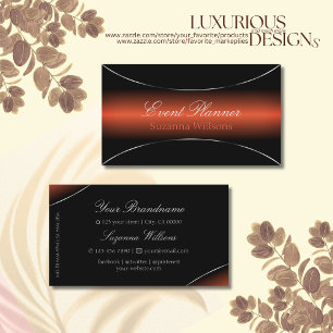 Modern Orange Black Gradient with Silver Border Business Card