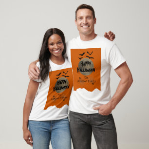 Modern Orange Black Spooky Happy Halloween T-Shirt