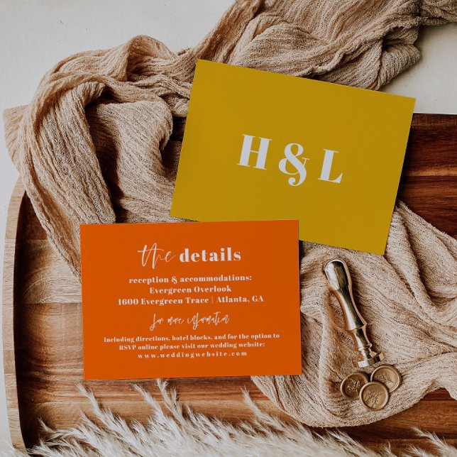 Modern Orange Bold Wedding Details Card (Creator Uploaded)