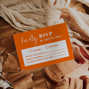 Modern Orange Bold Wedding RSVP Enclosure Card