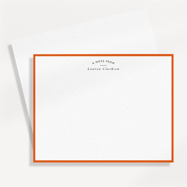 Modern Orange Border Personalised Note Card (Creator Uploaded)