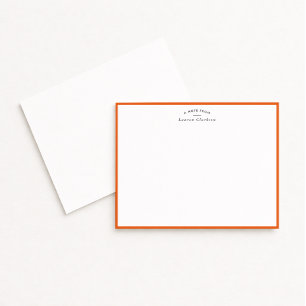 Modern Orange Border Personalized Note Card