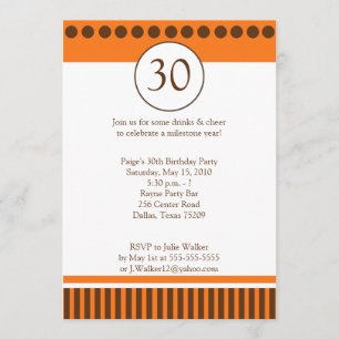 Modern Orange & Brown 5x7 Birthday Invitation