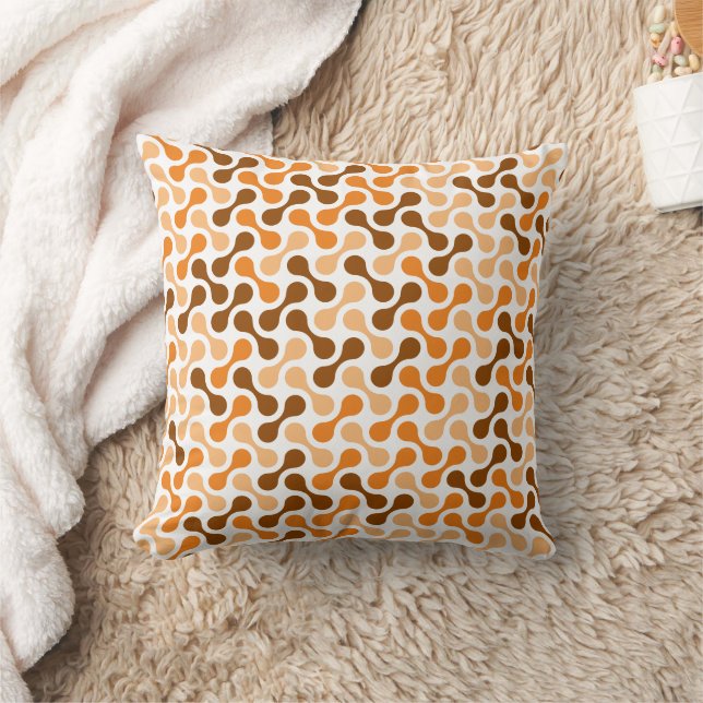 Modern Orange Brown Geometric Metaball Pattern Cushion (Blanket)