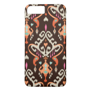 Modern orange brown girly ikat tribal pattern iPhone 8 plus/7 plus case