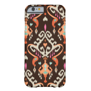 Modern orange brown girly ikat tribal pattern barely there iPhone 6 case