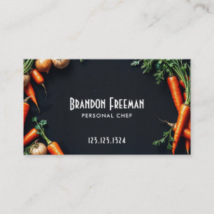Modern Orange Carrots and Vegetables Catering Business Card