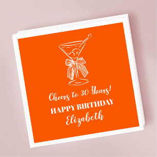 Modern Orange Cheers to 30 years Birthday Napkin