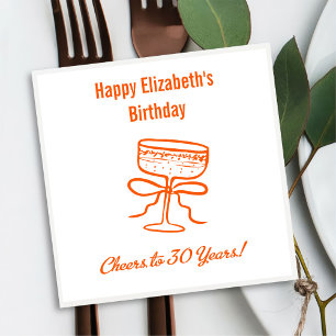 Modern Orange Cheers to 30 years Birthday Napkins