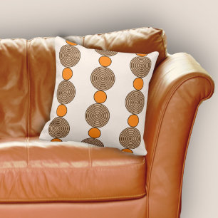 Modern Orange Circle Lines Repeat Pattern Cushion