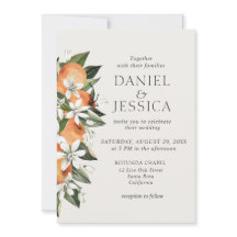 Modern Orange citrus blossom watercolor wedding