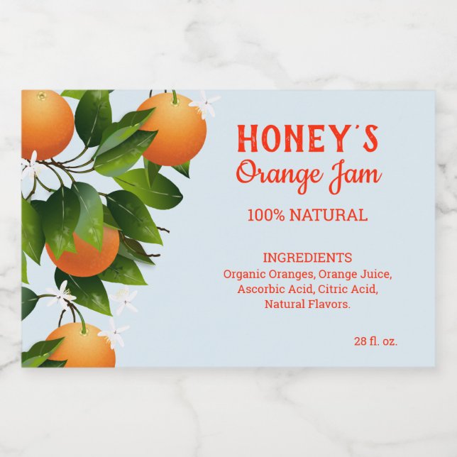 Modern Orange Citrus Fruit Canning Food Label (Single Label)