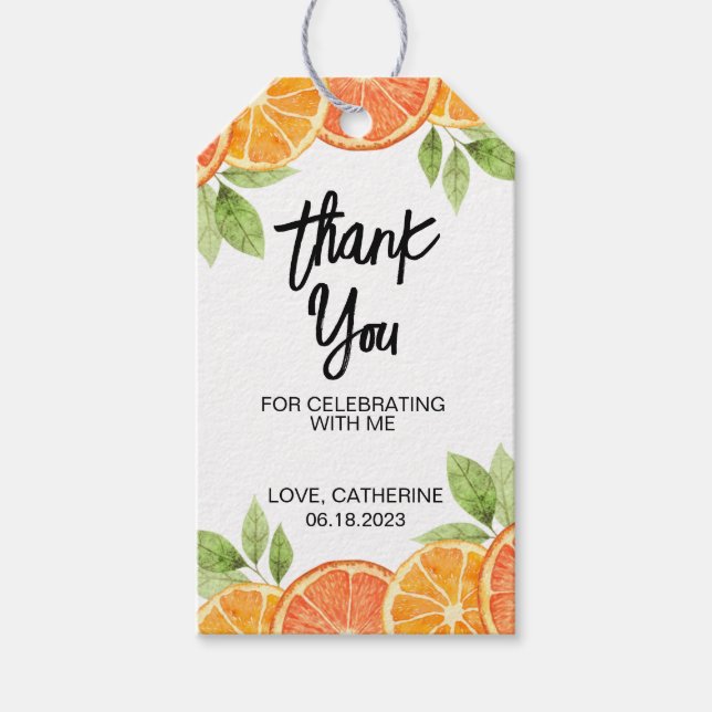 Modern Orange Citrus Slice Birthday Gift Tag (Front)