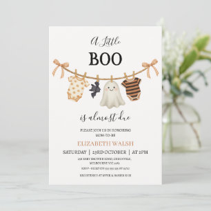 Modern Orange Clothesline Little Boo Baby Shower  Invitation