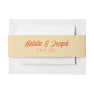 Modern Orange Colorful Funky Fun Wedding Invitation Belly Band