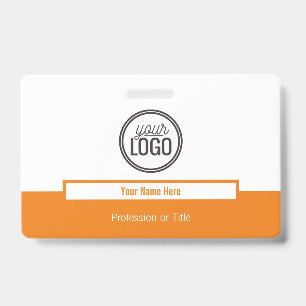 Modern Orange Colour Block Professional Name Tag ID Badge