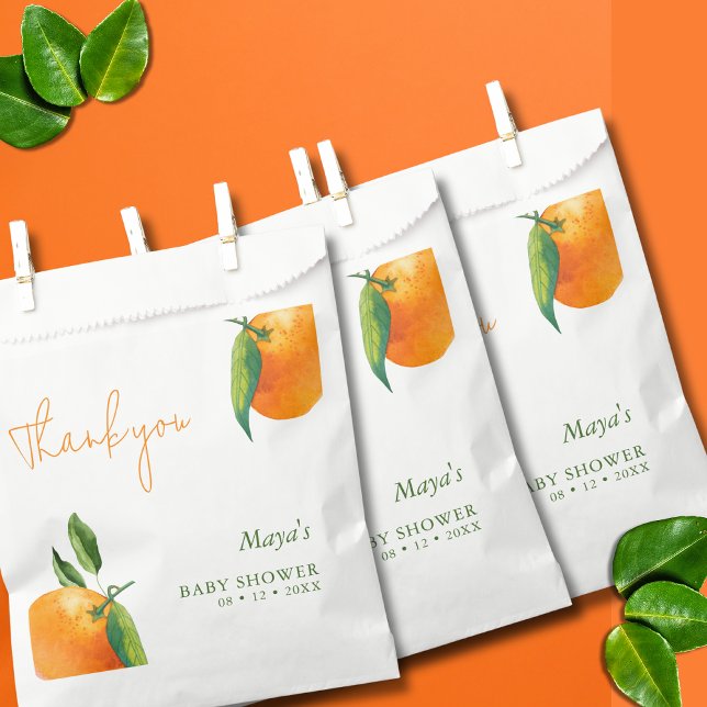 Modern Orange Cutie Citrus Baby Shower Thank You Favour Bags (Creator Uploaded)