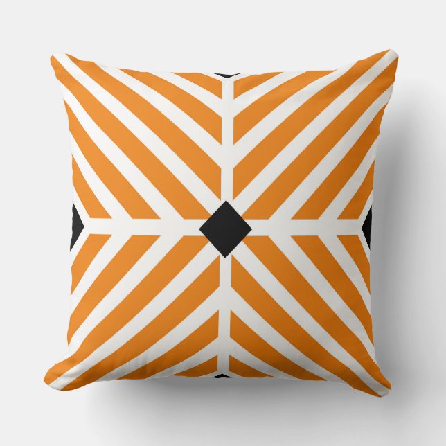 Modern Orange Diagonal Stripes Cushion (Front)