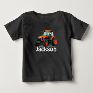Modern Orange Farm Tractor Baby T-Shirt