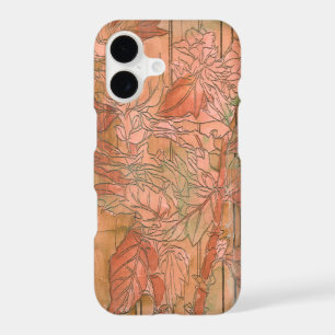Modern Orange Floral Print on Stripped Background
