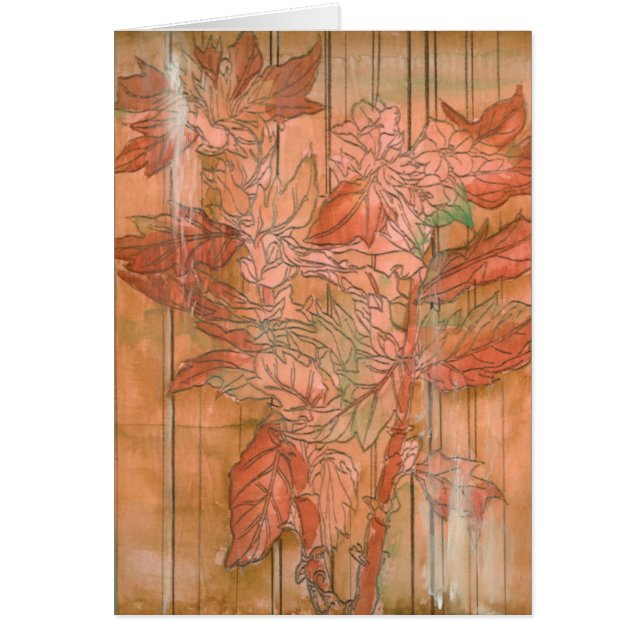 Modern Orange Floral Print on Stripped Background (Front)