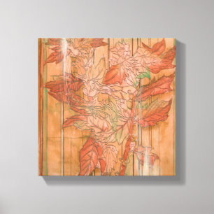 Modern Orange Floral Print on Stripped Background