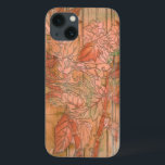 Modern Orange Floral Print on Stripped Background iPhone 13 Case<br><div class="desc">A Jennifer Goldberger original creation, this modern orange floral print sits on a stripped background. The flowers almost blend in with the background. Let it blend in with the rest of your home by buying it today!</div>