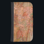 Modern Orange Floral Print on Stripped Background Samsung S4 Wallet Case<br><div class="desc">A Jennifer Goldberger original creation,  this modern orange floral print sits on a stripped background. The flowers almost blend in with the background. Let it blend in with the rest of your home by buying it today!</div>