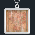 Modern Orange Floral Print on Stripped Background Silver Plated Necklace<br><div class="desc">A Jennifer Goldberger original creation,  this modern orange floral print sits on a stripped background. The flowers almost blend in with the background. Let it blend in with the rest of your home by buying it today!</div>