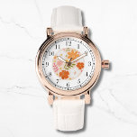 Modern Orange Floral Trendy Stylish Chic Womans<br><div class="desc">Modern Orange Floral Trendy Stylish Chic Womans Watches features an trendy modern orange,  pink,  white and green watercolor floral. Created by Evco Studio www.zazzle.com/store/evcostudio</div>