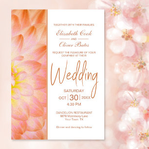 Modern Orange Floral Wedding Invitation