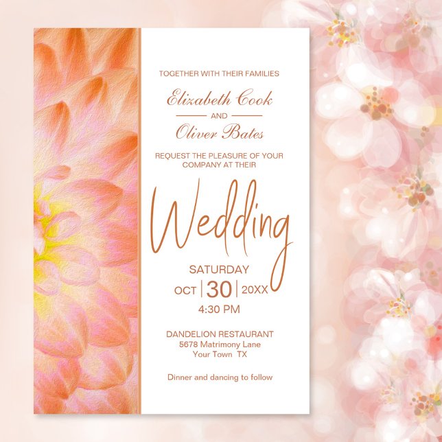 Modern Orange Floral Wedding Invitation (Creator Uploaded)