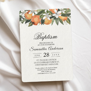 Modern Orange & Flowers Watercolor  Invitation