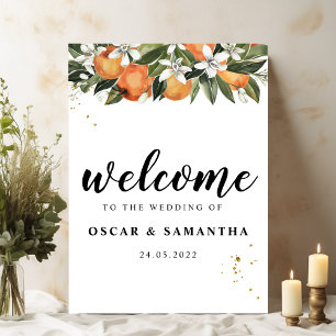 Modern Orange & Flowers Watercolor  Poster