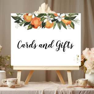 Modern Orange & Flowers Watercolor  Poster