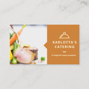 Modern Orange Food Photo Catering Business Card