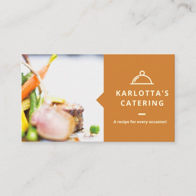 Modern Orange Food Photo Catering Business Card (Front)