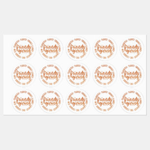 Modern Orange Friendsgiving Circle Labels