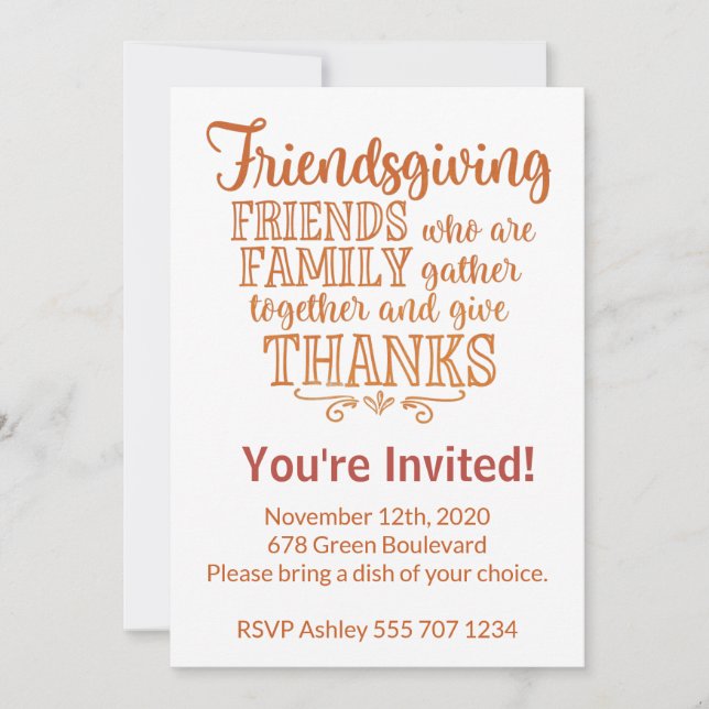 Modern Orange Friendsgiving Invitation (Front)
