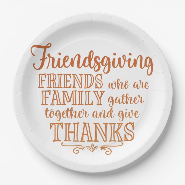 Modern Orange Friendsgiving Paper Plate (Front)