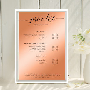 Modern Orange-Go (Imitate) Salon Price List Poster