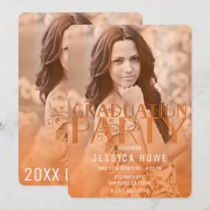Modern Orange Graduation Party Graduate Photo Invitation